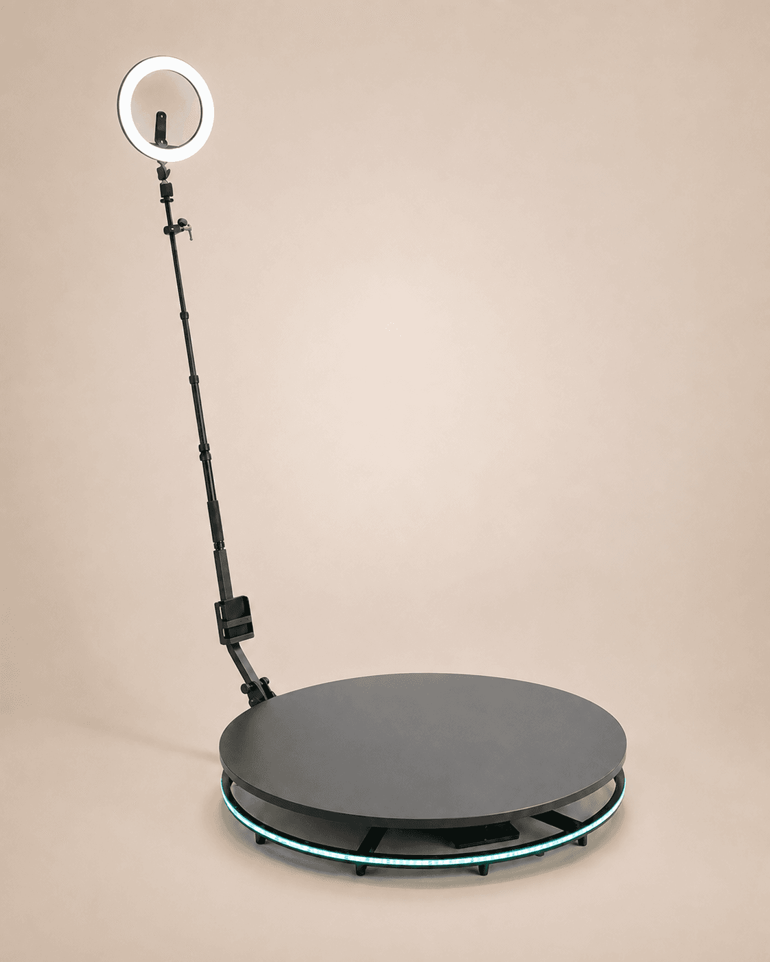 Photobooth 360 Orbite vu de côté, bras porte-appareil replié